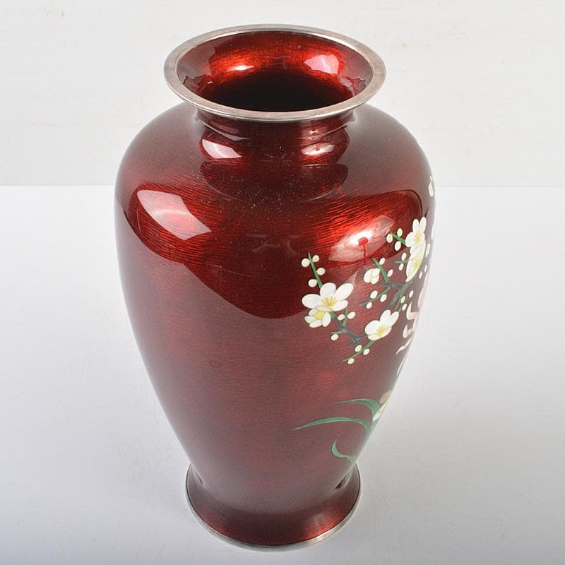 七宝焼 安藤七宝店 純銀刻印 透釉 四君子文 花瓶 M R7023 - メルカリ