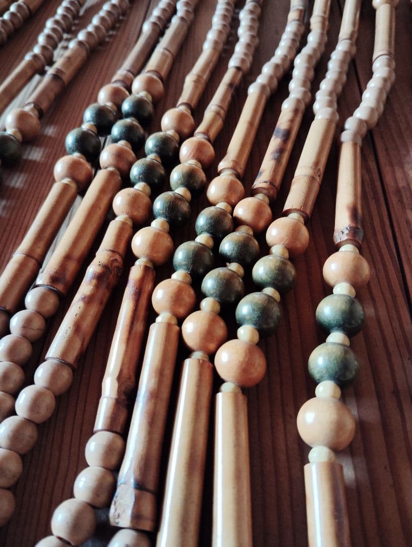 重量あります ロング 昭和レトロ 木製珠すだれ 珠のれん 木製ヴィンテージ