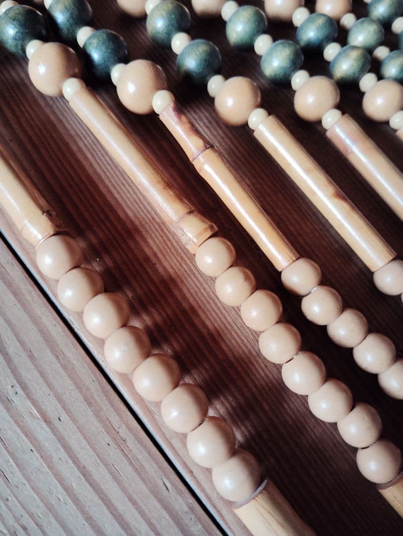 重量あります ロング 昭和レトロ 木製珠すだれ 珠のれん 木製ヴィンテージ