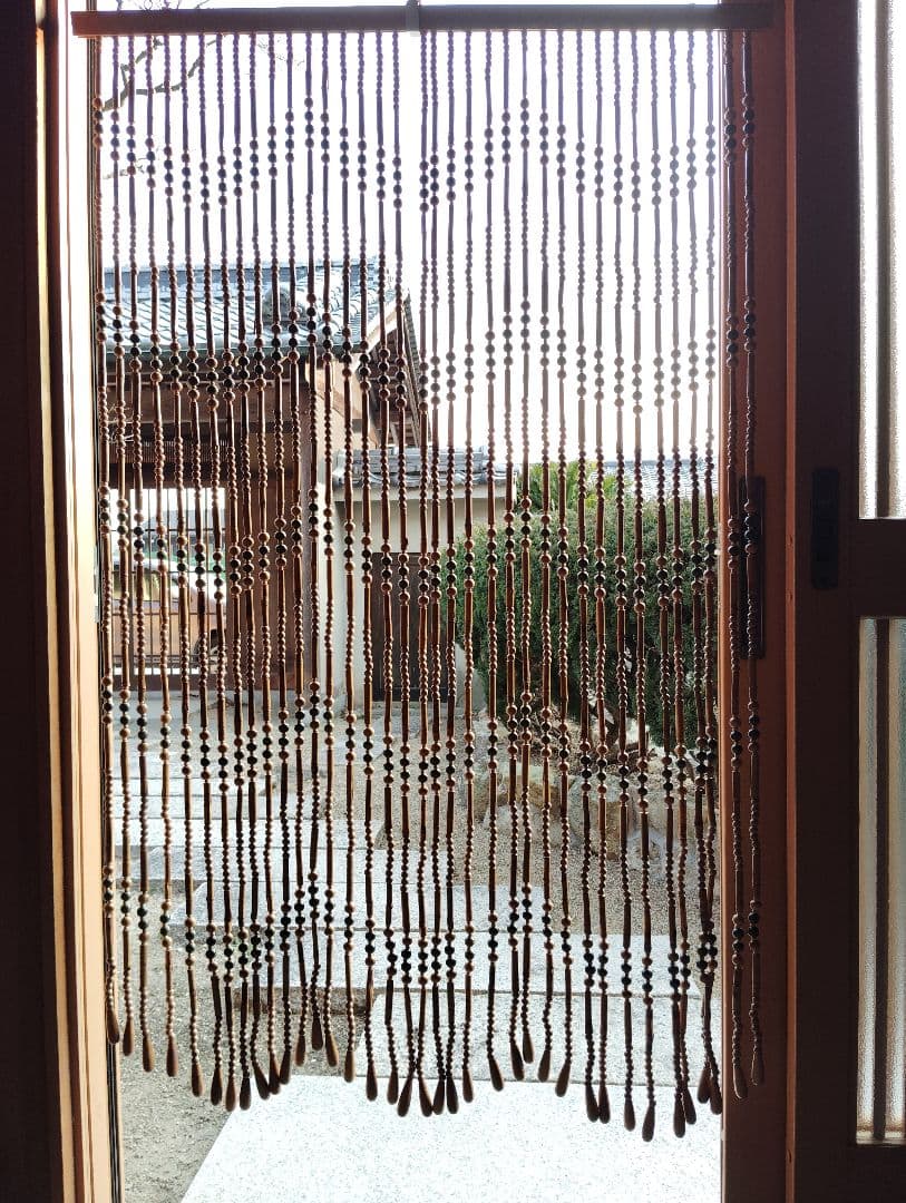 重量あります ロング 昭和レトロ 木製珠すだれ 珠のれん 木製ヴィンテージ