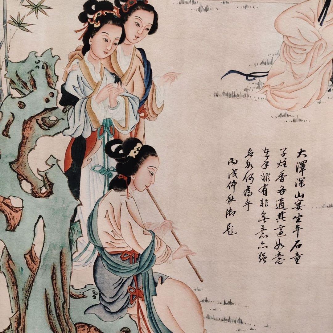 郎世寧 仙宮仕女図 中堂掛け軸 中国宮廷人物画 宣紙 書画工芸 - メルカリ