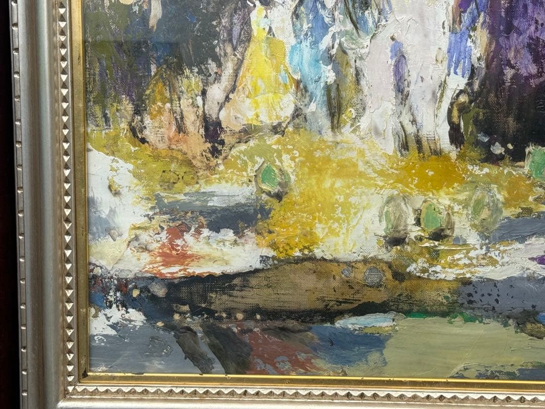 大内田茂士作 つばき林 1968年作 油絵直筆 M50 サイズ 現代作家