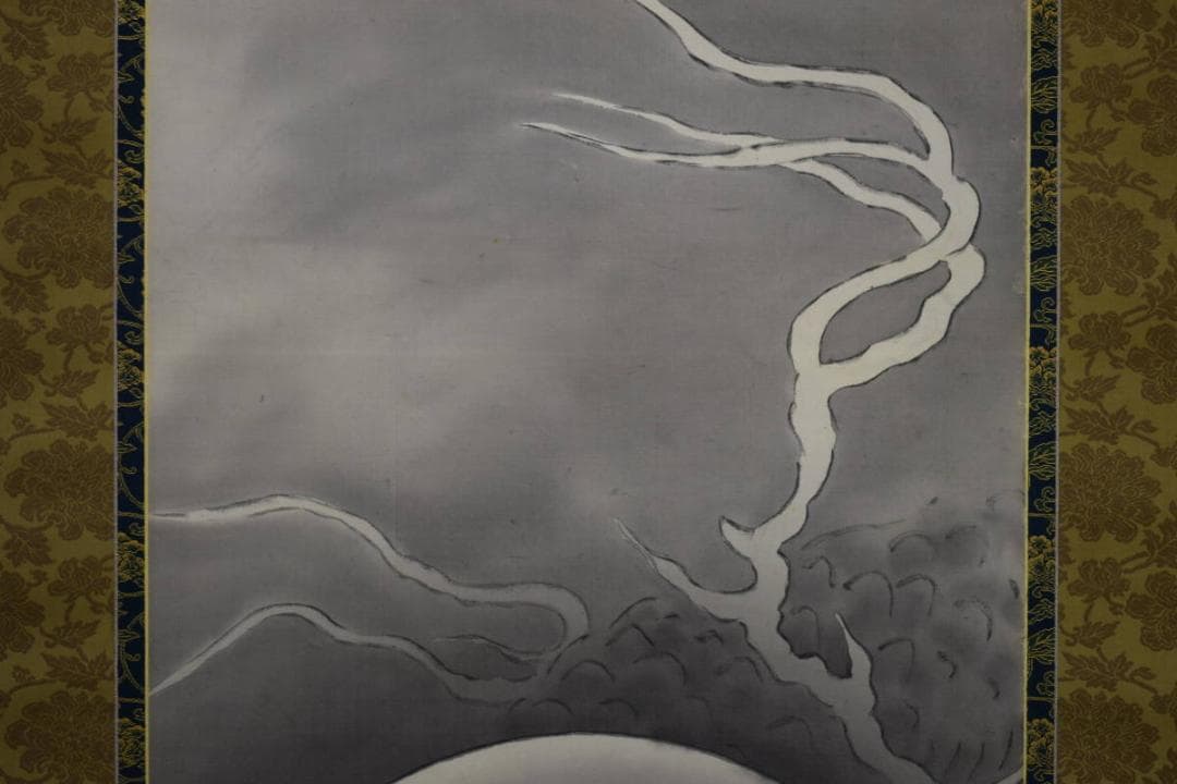 真作/逸傘/龍頭観音図/龍上観音図/布袋屋掛軸HG-574