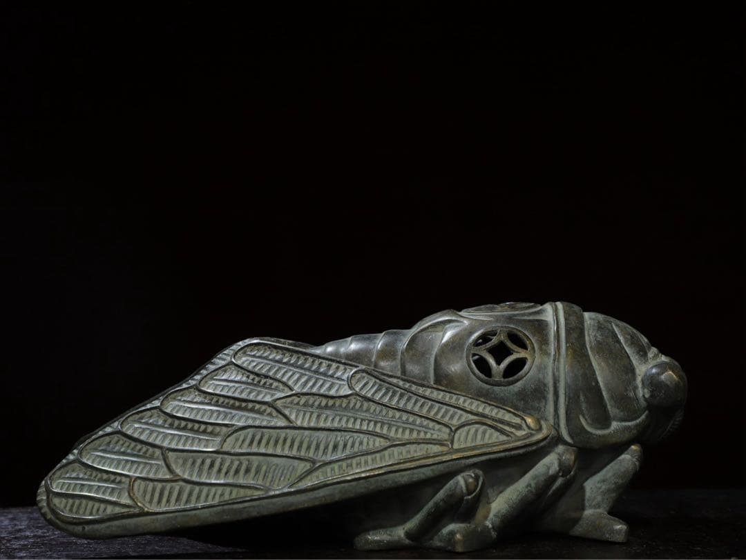 旧蔵　時代物　セミ香爐 純銅製　文房具　文鎮　アンティーク　時代物　古美術　置物