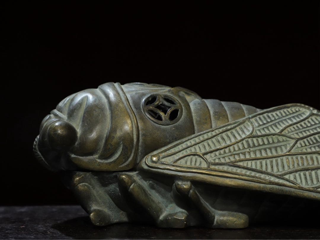 旧蔵　時代物　セミ香爐 純銅製　文房具　文鎮　アンティーク　時代物　古美術　置物