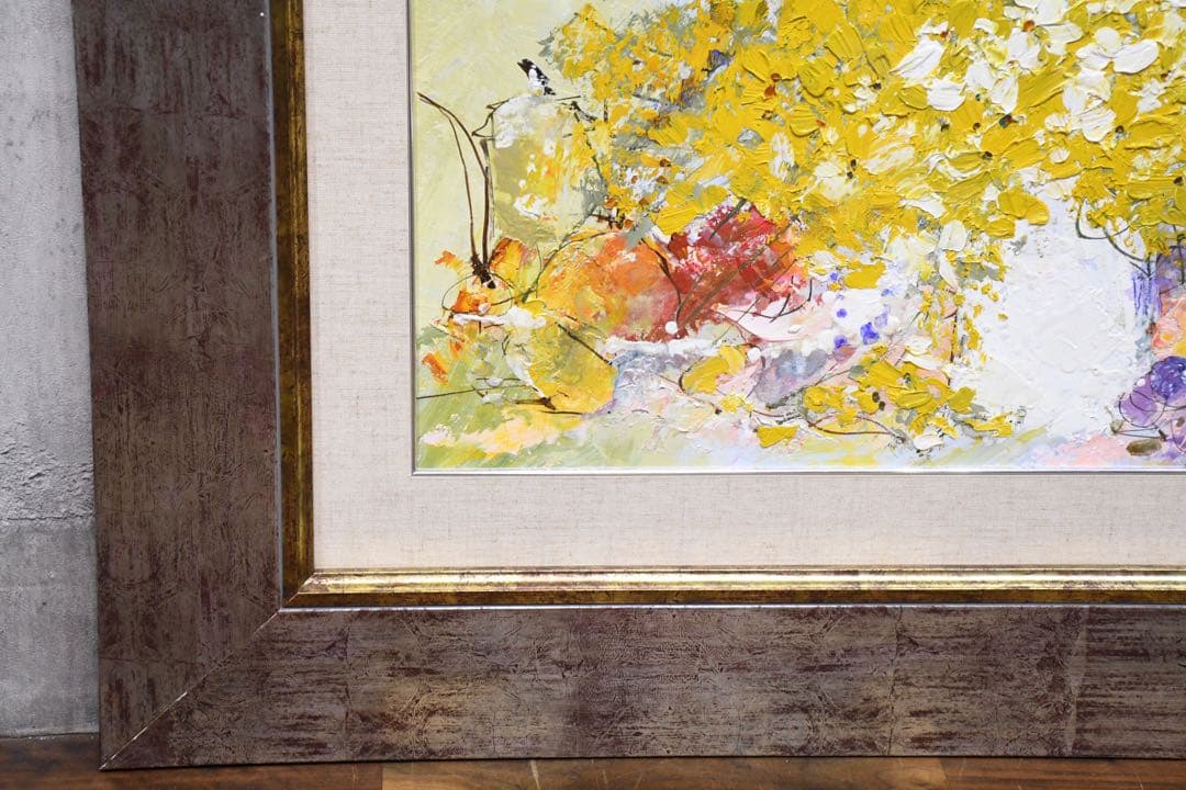 EDK91 真作保証 池田秀郎 果実と花 肉筆 油彩画 額装 サイン 裏書あり