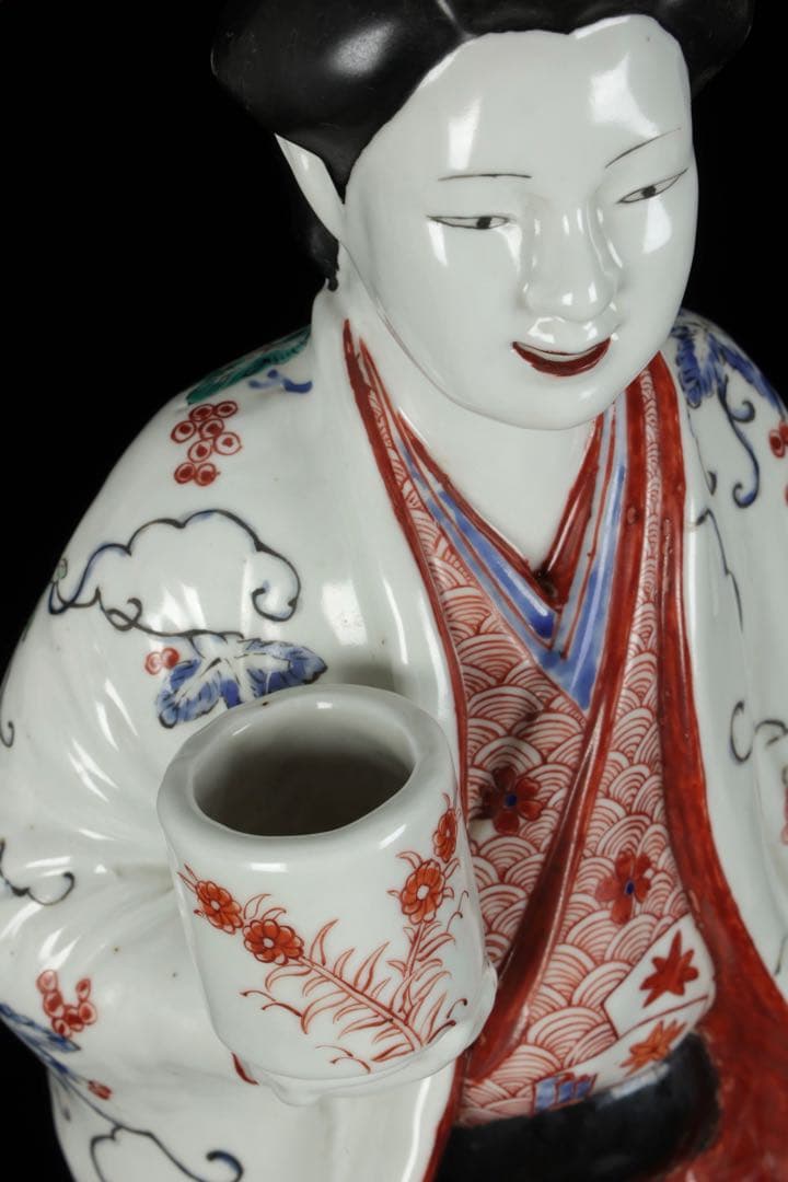 ラ*ラ様 江戸期 古伊万里 柿右衛門様式 色絵陶製美人人形 婦人像 女性像 古美