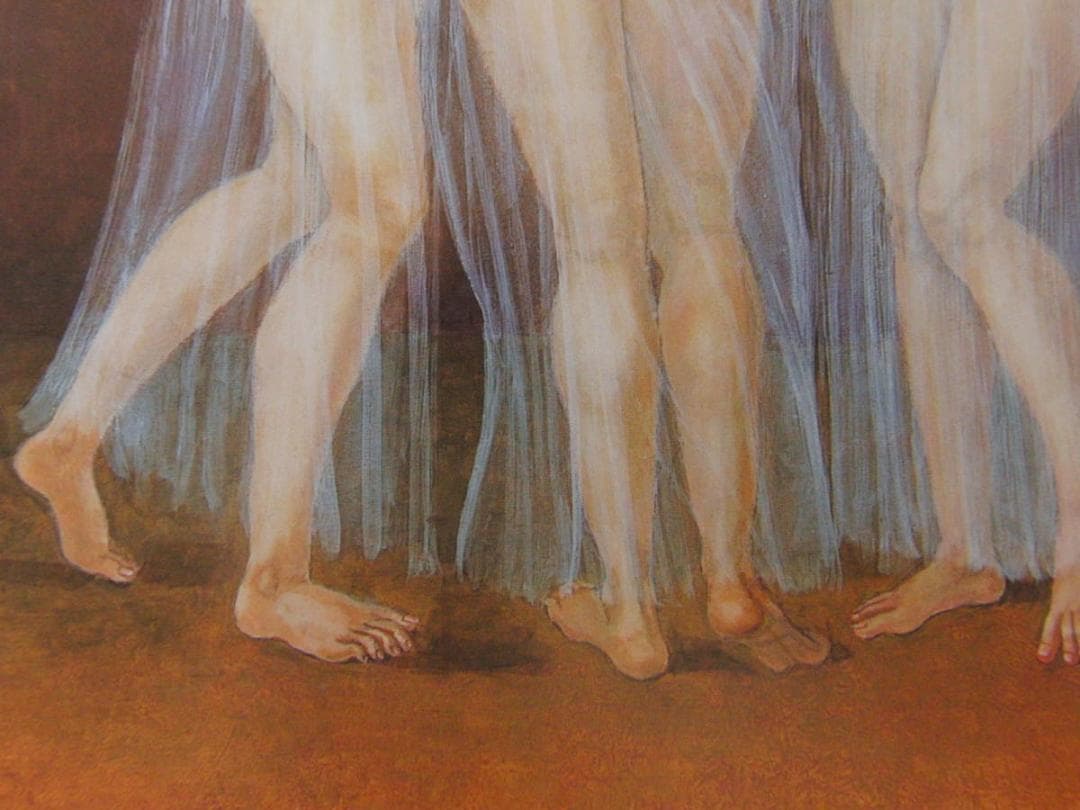 古田千鶴子、【三美神（平和を）】、希少な額装用画集より、新品額装付、状態良好