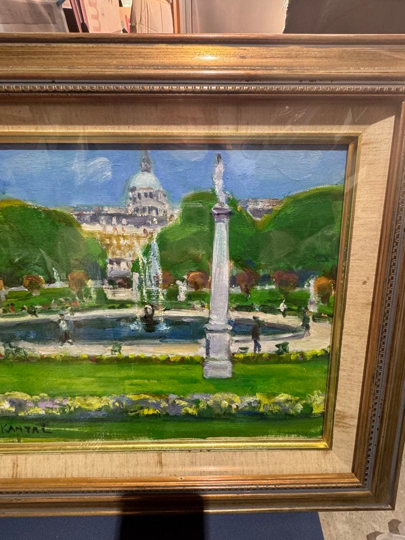 ⚫️E. KANTAL 公園の風景 油彩画 リュクサンブール公園