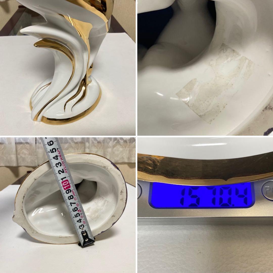 AHURA⁇ 鳥 置物 オブジェ ゴールド 金彩 白磁 陶磁器 レトロ