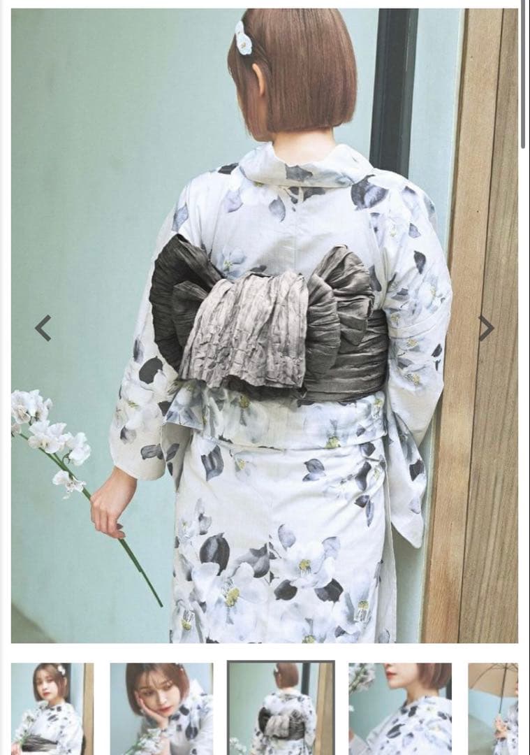 ♡ Dita 浴衣 ♡ 如月の凪椿 グレー 黒 白 花柄 大人 ギャル シック