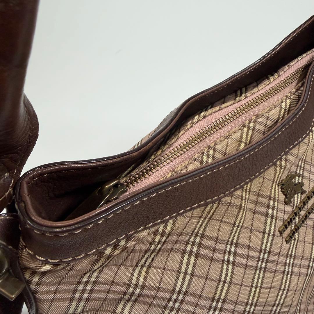 【美品】バーバリーブルーレーベル　ショルダーバッグ　2way ナイロン　ピンク