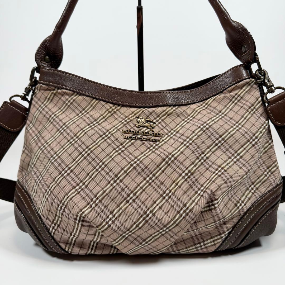 【美品】バーバリーブルーレーベル　ショルダーバッグ　2way ナイロン　ピンク