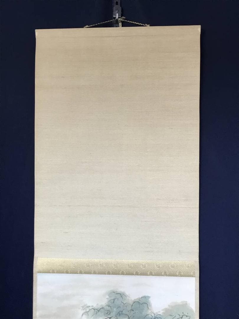 【真作】梅崎朱雀/青蔭/魚漁図/掛軸/名家伝来/AB-882