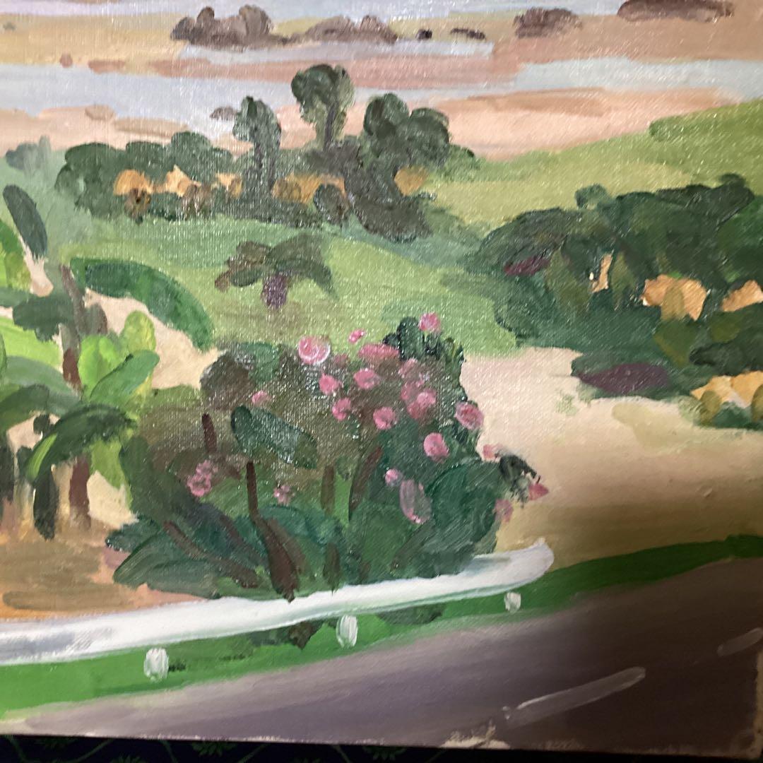 油彩画【 風景画 】 肉筆 山下清 キャンバス 八幡学園寄贈品 模写 即決品