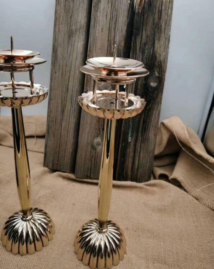 【修縁堂】精密金属彫り オレンジランプ 1対 仏具の製造 密教法器