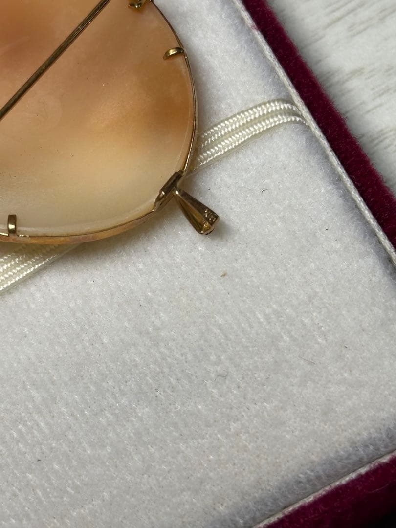 シェルカメオ k18 作家名刻印あり ネックレストップ ブローチ