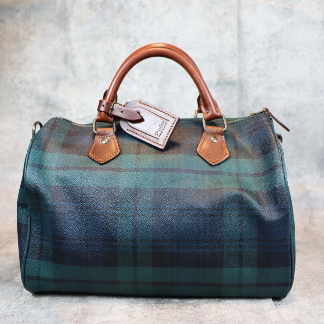 POLO RALPH LAUREN チェック柄 ハンドバッグ ボストン型