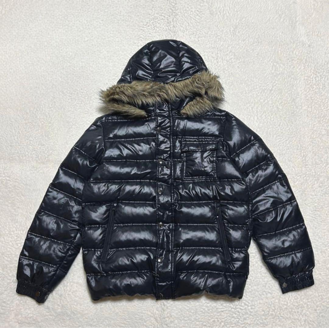 00s adidas ファーダウン ブラック ブラック 光沢 y2k お兄系 - メルカリ