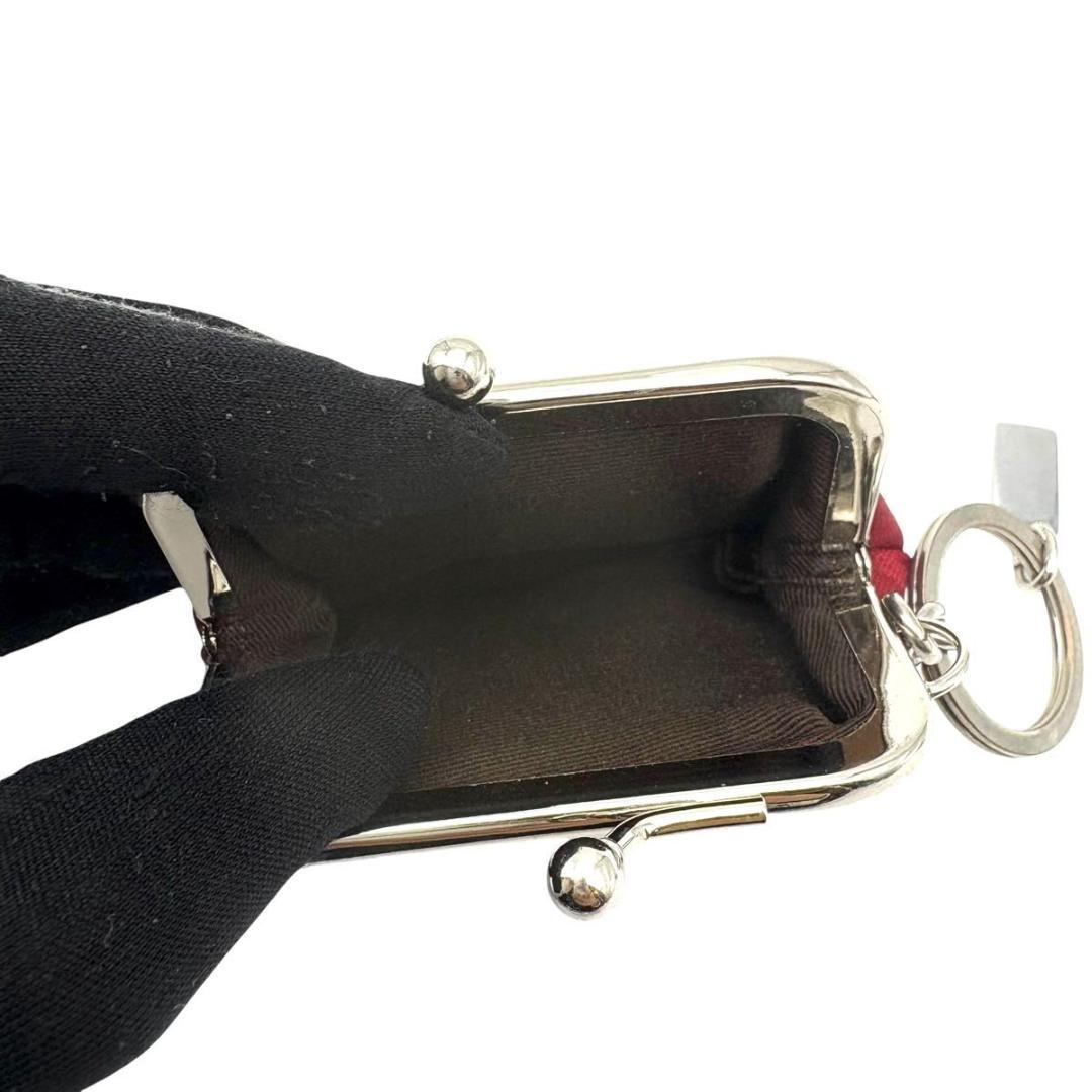 コーチ がま口 ケース　小銭入れ　シグネチャー キーリング　レッド