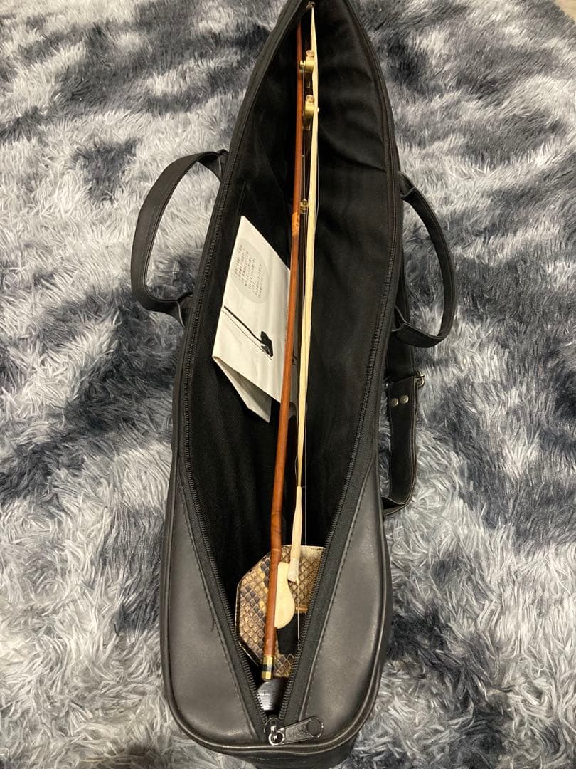 B0301)二胡☆品・現状品、ヘビ皮 ケース付き