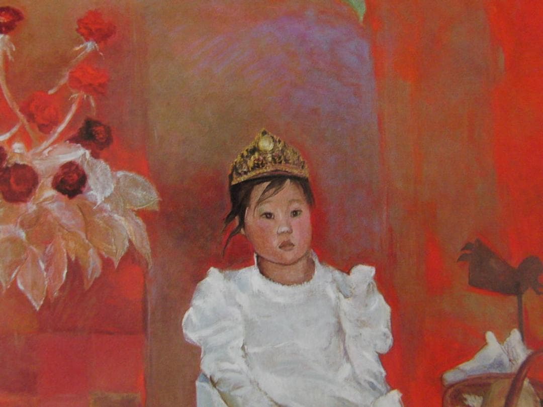 岡田菊恵、【シンデレラごっこ】、希少な額装用画集より、新品額装付、状態良好