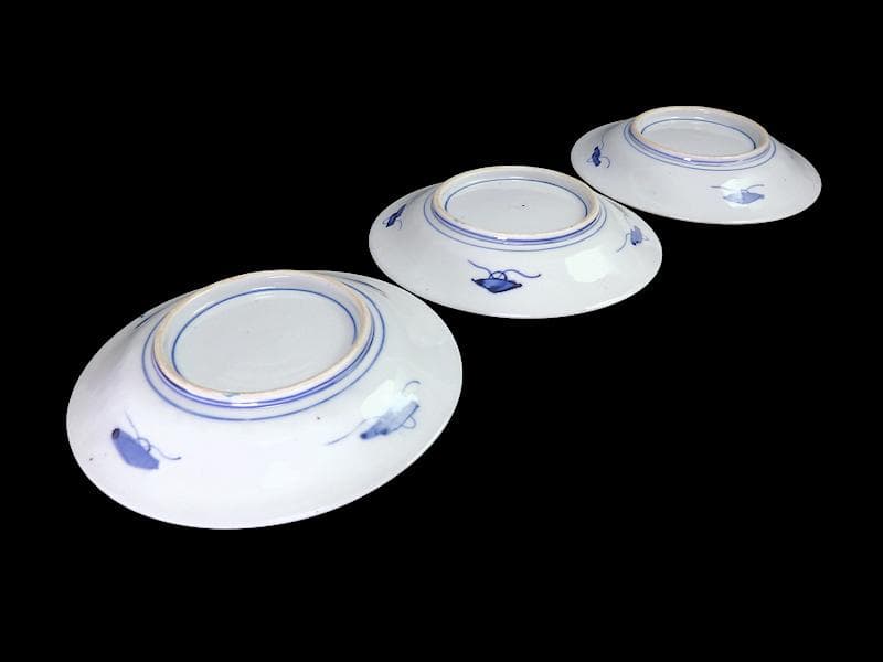 古伊万里 色絵 団龍紋に宝珠 花の図 7寸皿 3枚