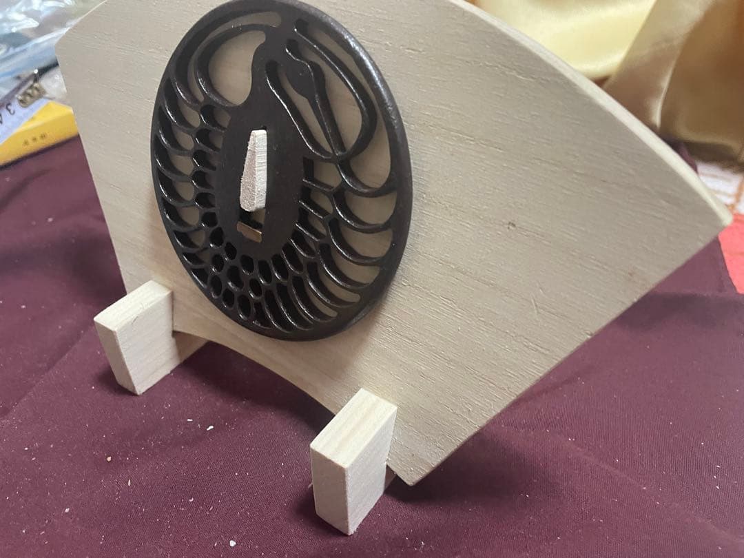 鉄鍔　鶴透かし丸形鐔　武具