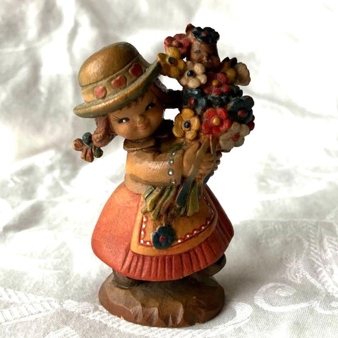 Anri アンリ人形 フェランディスFlower girl イタリア 置物 - メルカリ