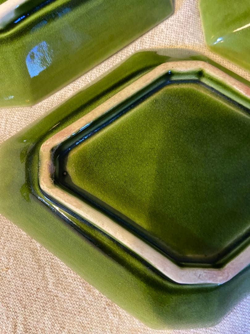 菱形皿　陽刻　4枚　珉平焼？三田焼？