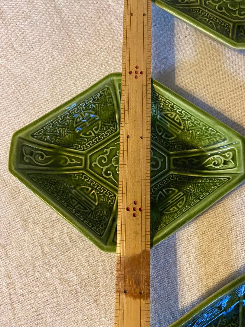 菱形皿　陽刻　4枚　珉平焼？三田焼？