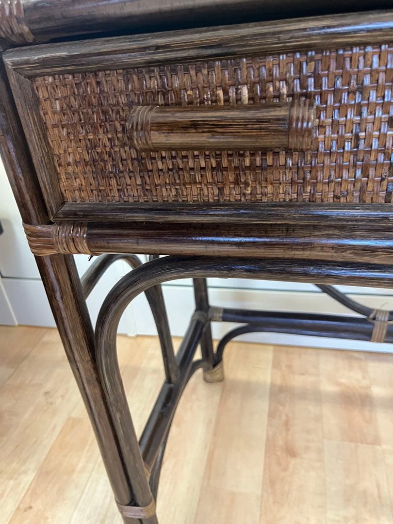 ヴィンテージ レトロ ラタン ミラー付きドレッサー アーチ型ドレッサー