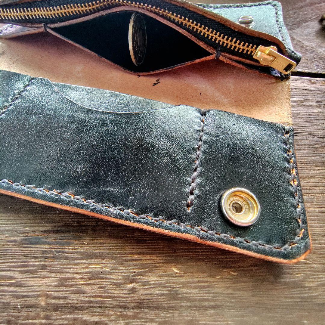 トラッカーウォレット 手染め黒 ロングタイプ