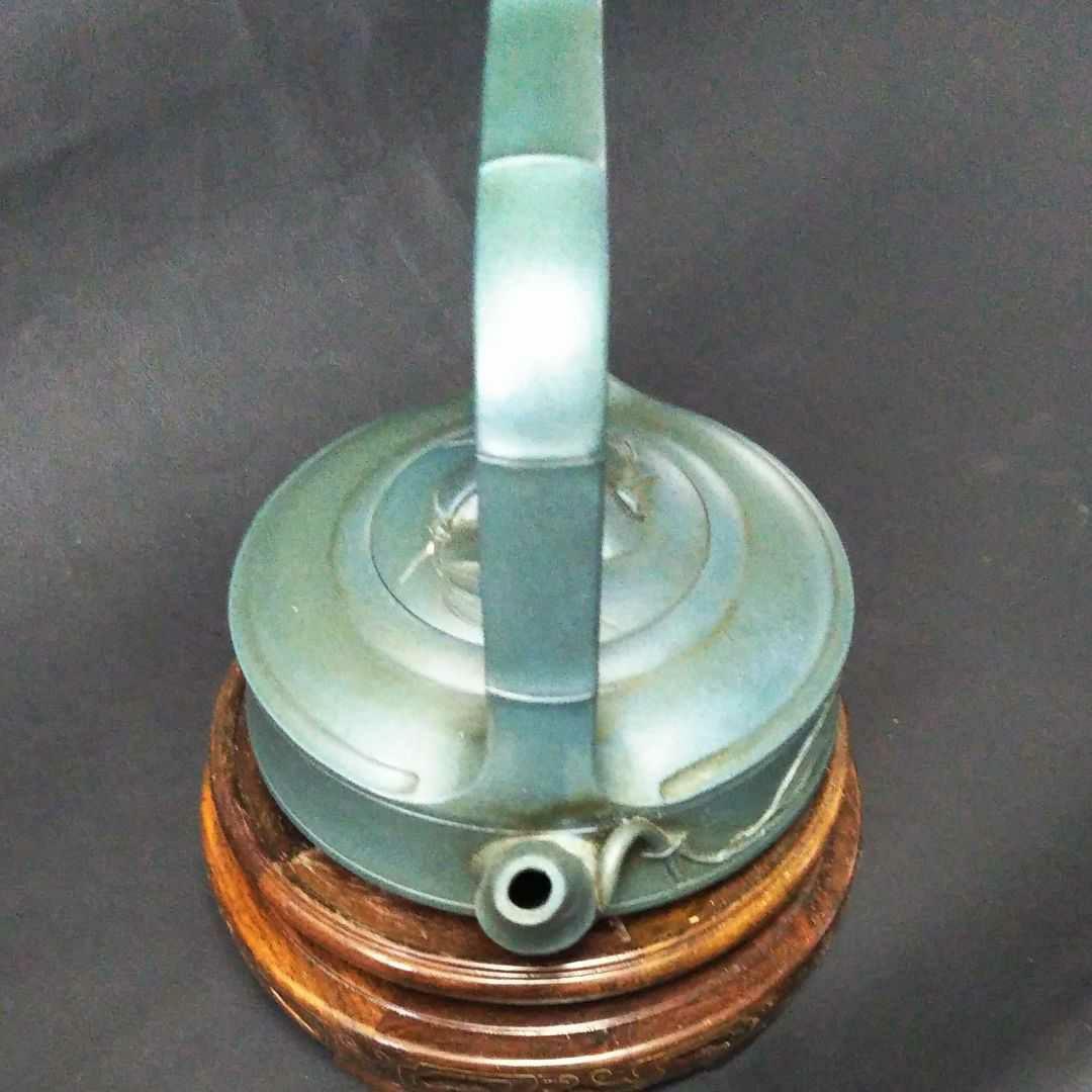 ※中国古美術/緑泥笹竹紋提梁壺/(底款:高健制)