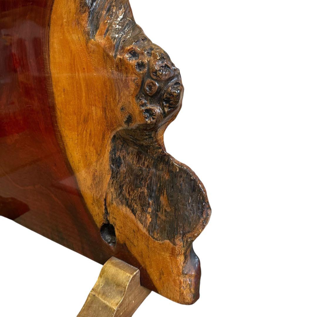 天然木 花梨 無垢材 一枚板 置物 オブジェ 飾り板 台座付き