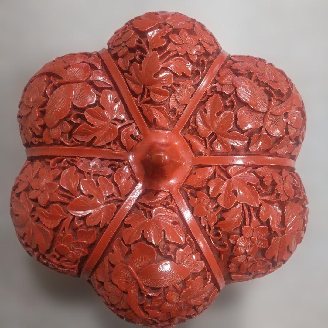 堆朱 中国美術工芸品 伝統美術蓋物 小箱