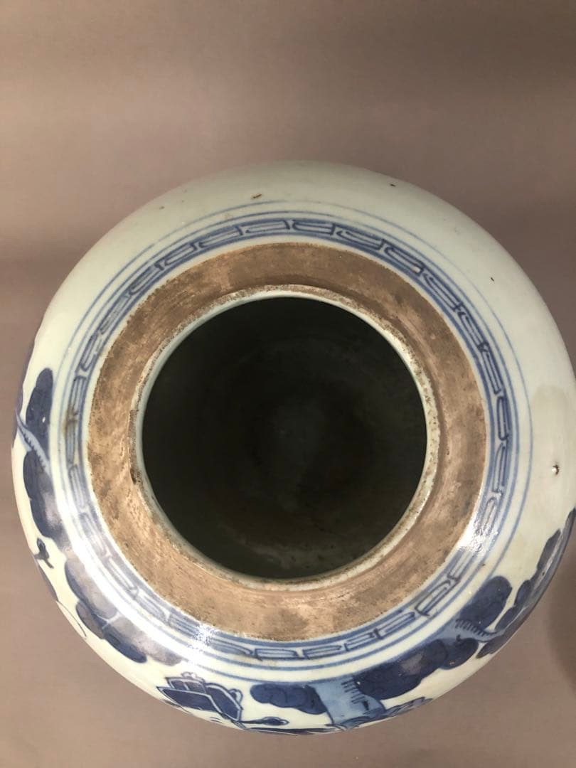 中国骨董古美術清朝道光青花人物紋瓶壺