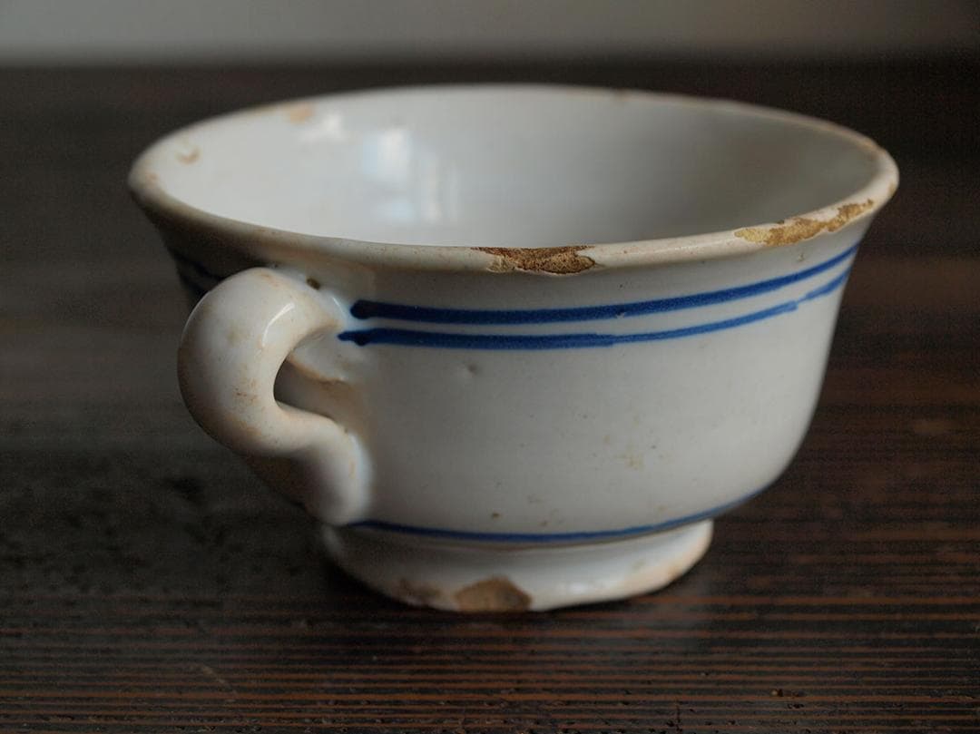 青ライン カップ マニセス 古陶 コーヒーカップ スペインデルフト/J643