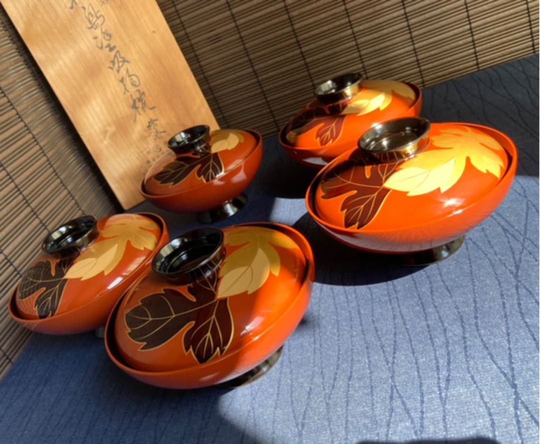 輪島塗　武田漆器店　吸物椀　漆塗りお椀　5客