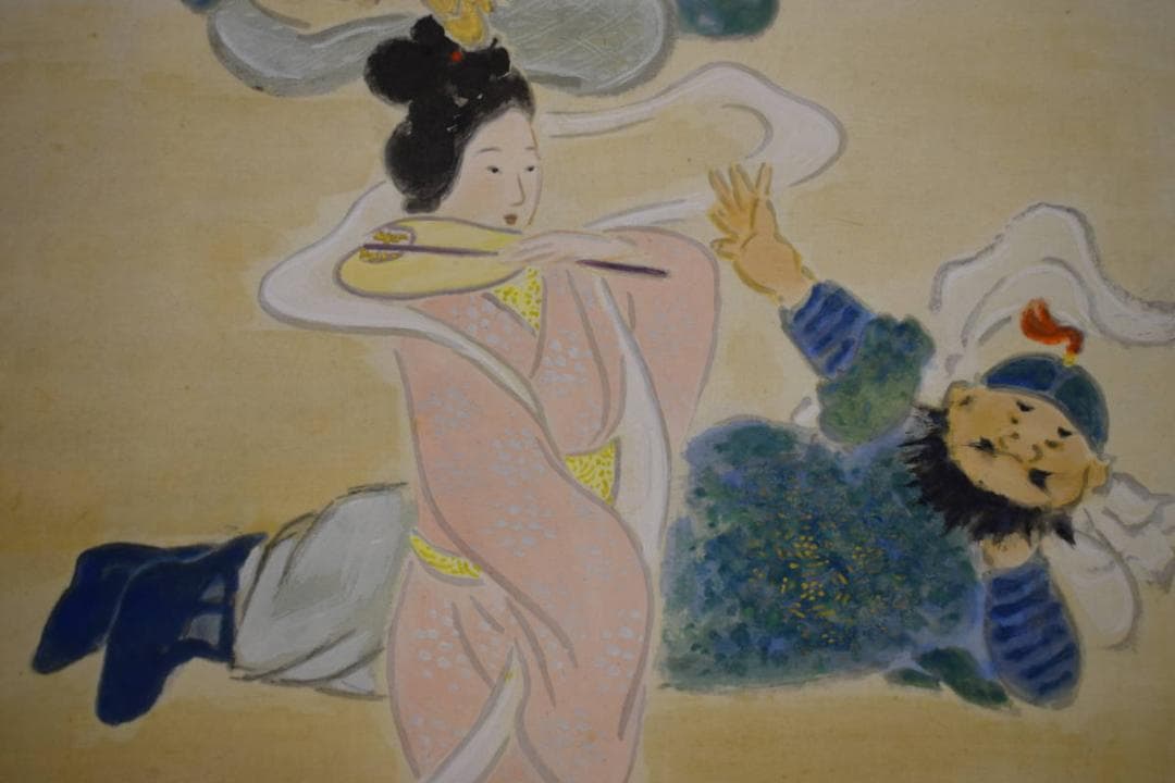 真作/崋山/七福神図/桐共箱付/布袋屋掛軸HI-409