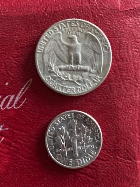 アメリカ銀貨５枚　1976建国200年記念銀貨・1959通常発行銀貨