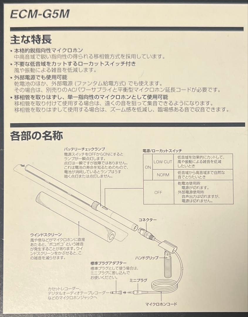 SONY エレクトレットコンデンサーマイクロホン ECM-G5M