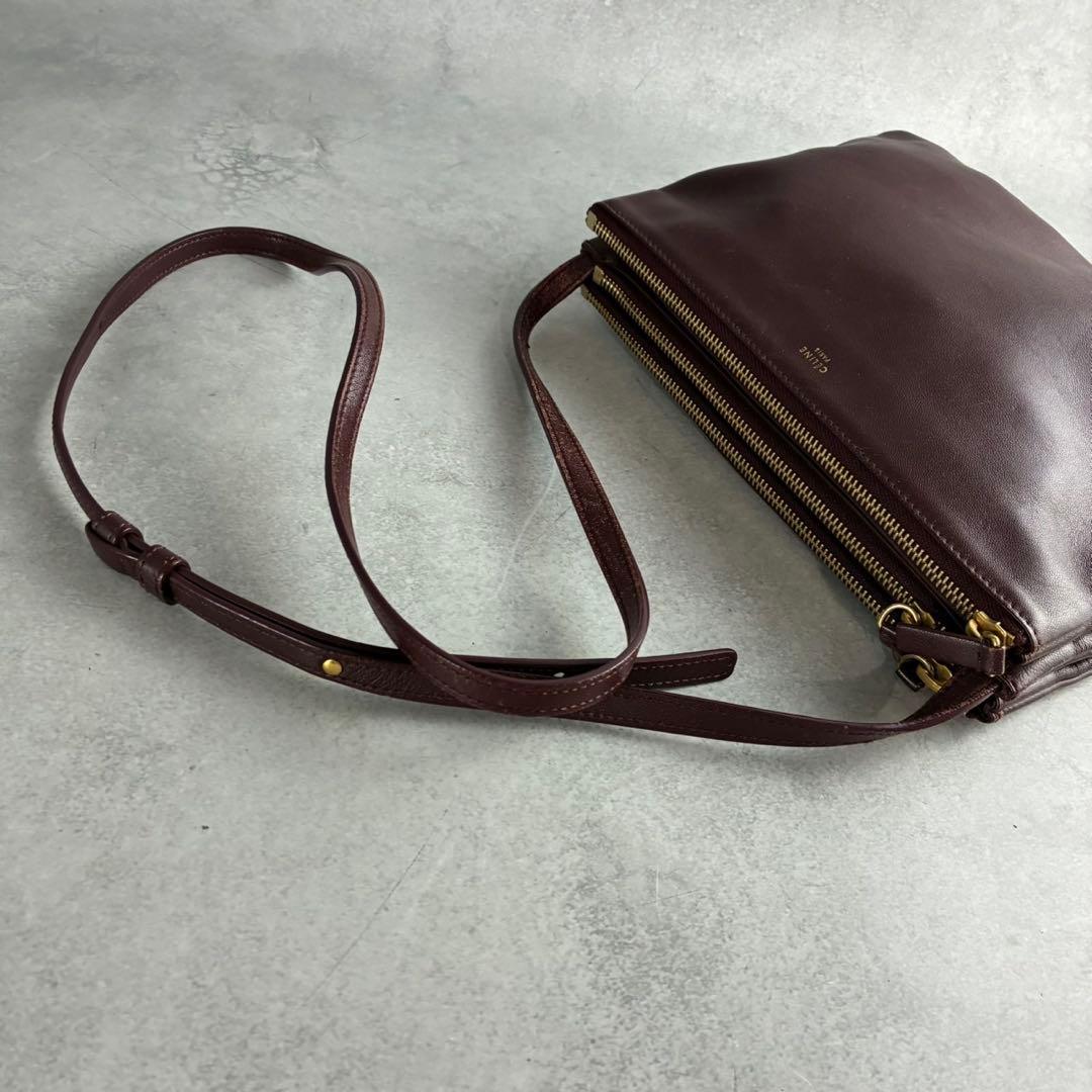 セリーヌ　トリオ　ショルダーバッグ　クラッチバッグ　ラムスキン　ゴールド金具