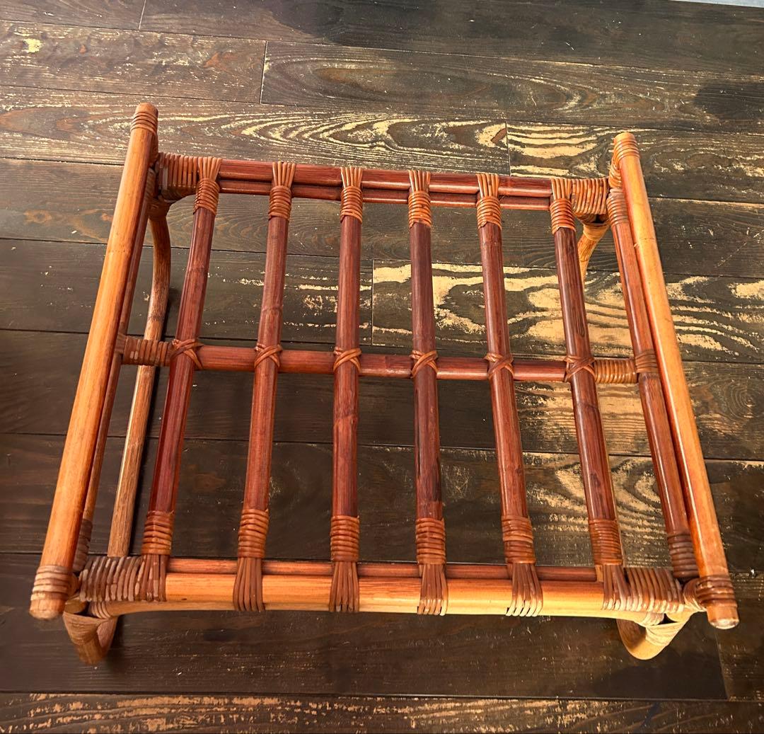アンティーク　籐　ラタン製スツール オットマン　サイドチェア　ベンチ