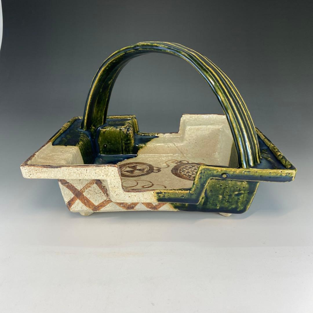 【茶道具】山口錠鐵蔵　織部切落手鉢（共箱）