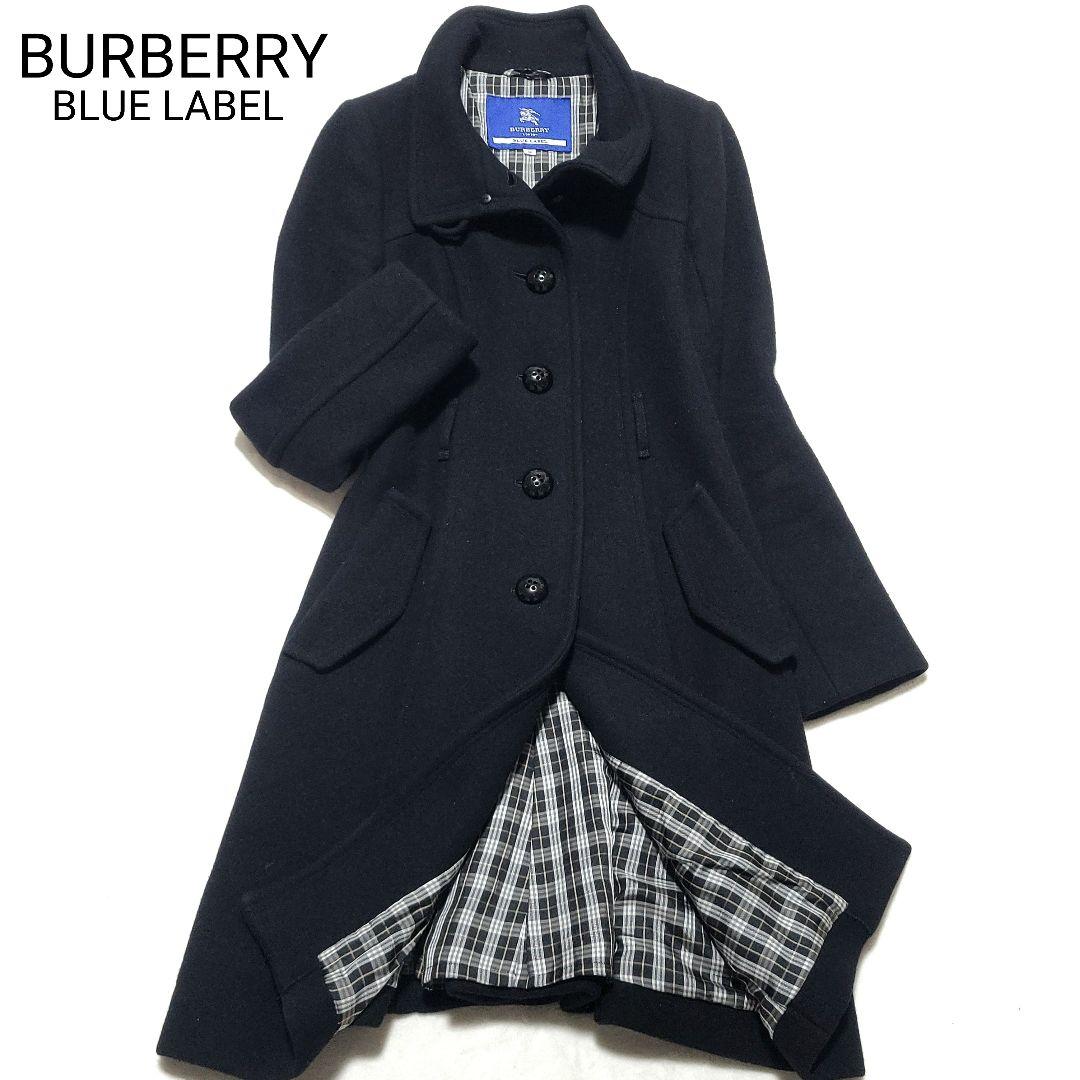 美品】バーバリー ロングコート ウール ノバチェック 羊毛 アンゴラ混