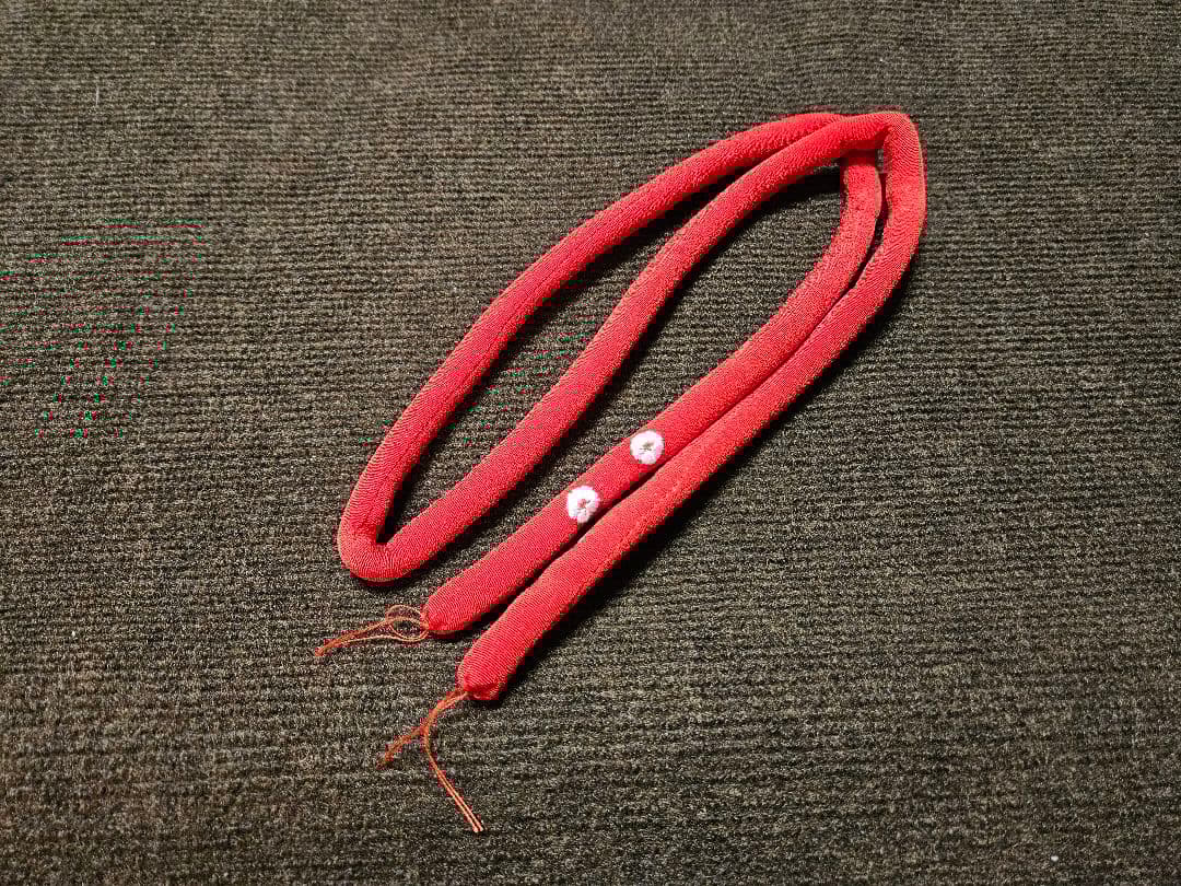 美品 七五三 結び·はこせこセット 7歳 結び帯 作り帯 白/曇取り　七歳用