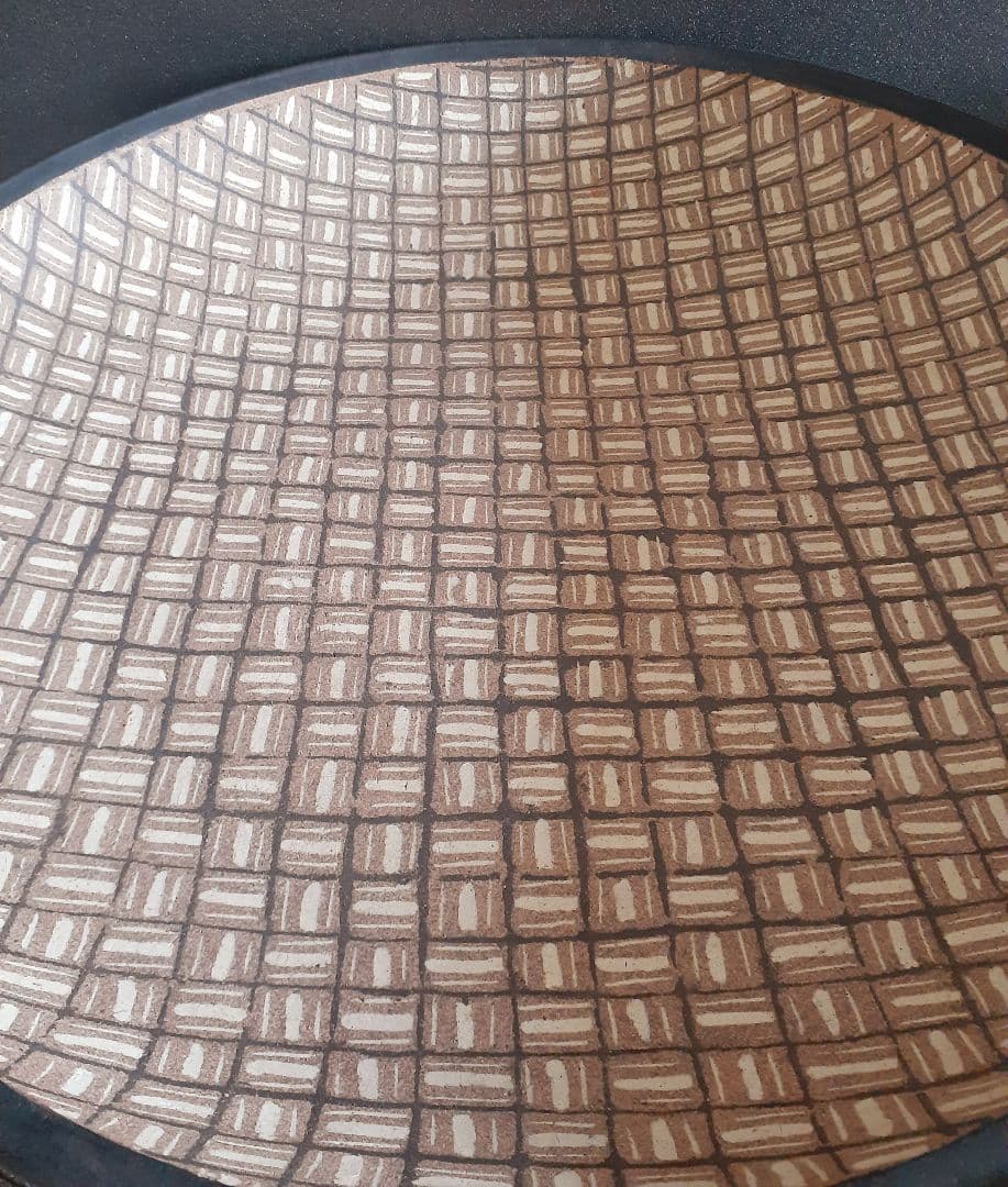 日本工芸会正会員　益子焼【木下幸晴】造　焼〆　象嵌　44.9cm大鉢【見事な大作