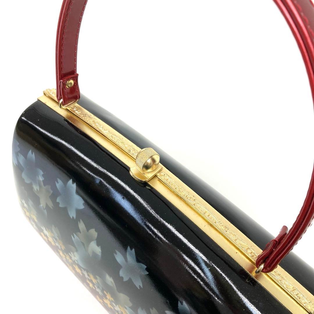 【着物と帯 時流】L25342s◇訳あり振袖用 草履バッグ◇ 黒×赤桜 未使用品