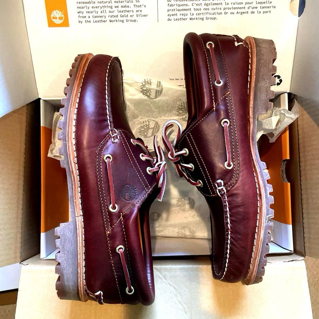新品 人気カラー レアサイズ Timberland デッキシューズ バーガンディ